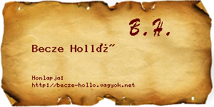 Becze Holló névjegykártya